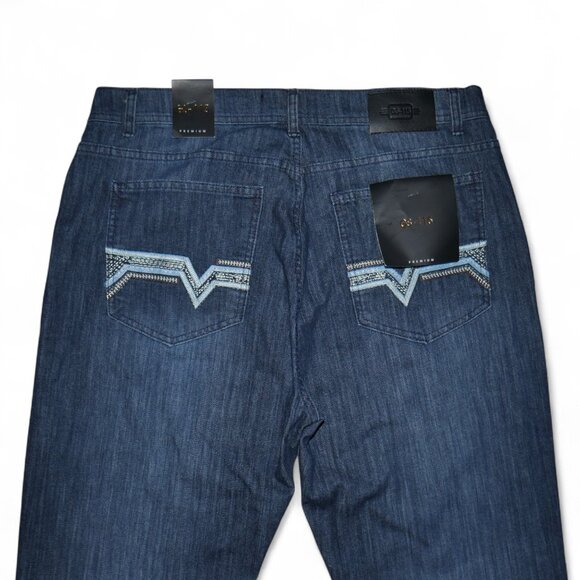 GS-115 Men's Size 36x32 Jeans Relaxed Fit Dark Rinse Thick Stitch Denim BKE NWT - Picture 6 of 9